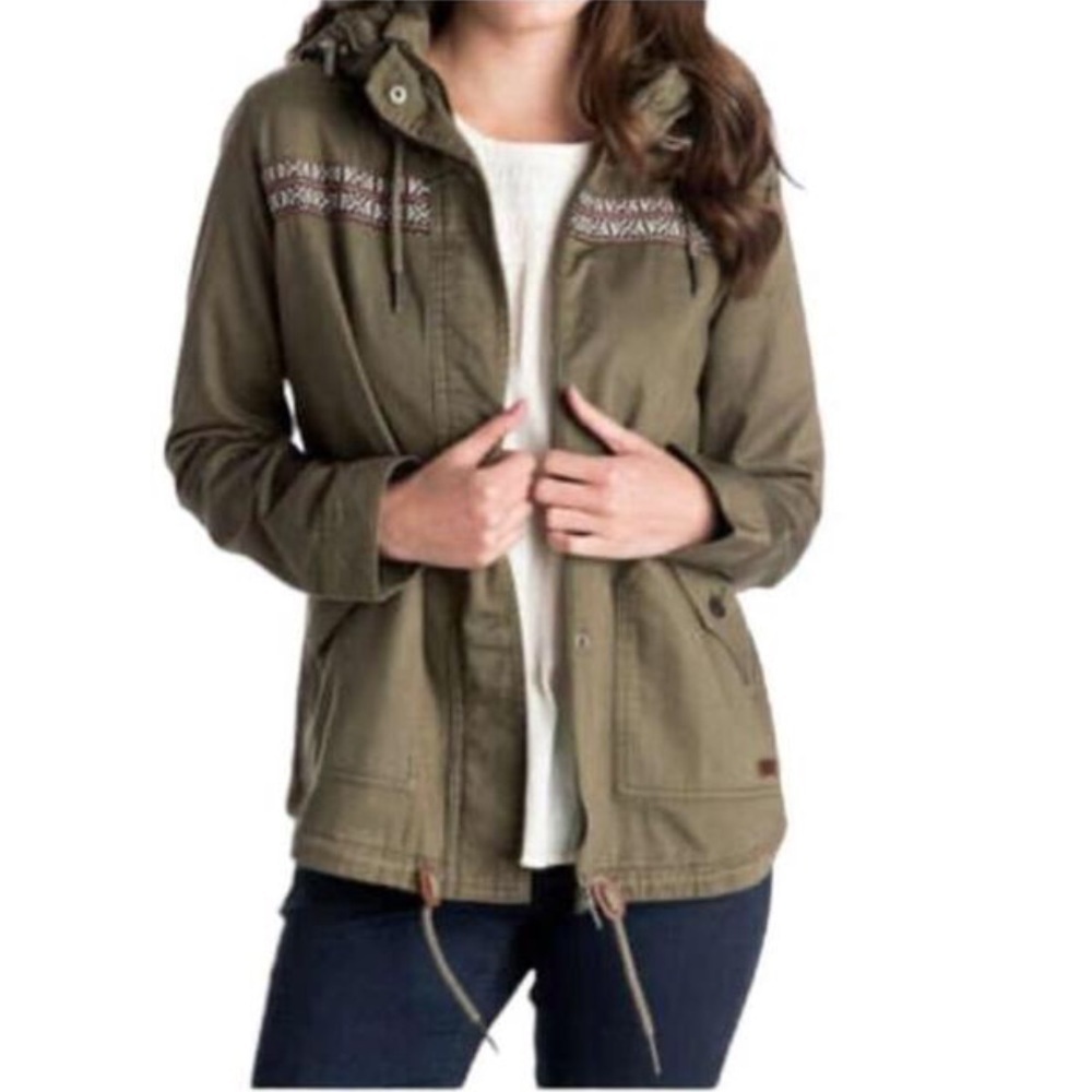 Roxy Overhaul Olive Green Hooded Jacket Size Medium - Picture 3 of 10